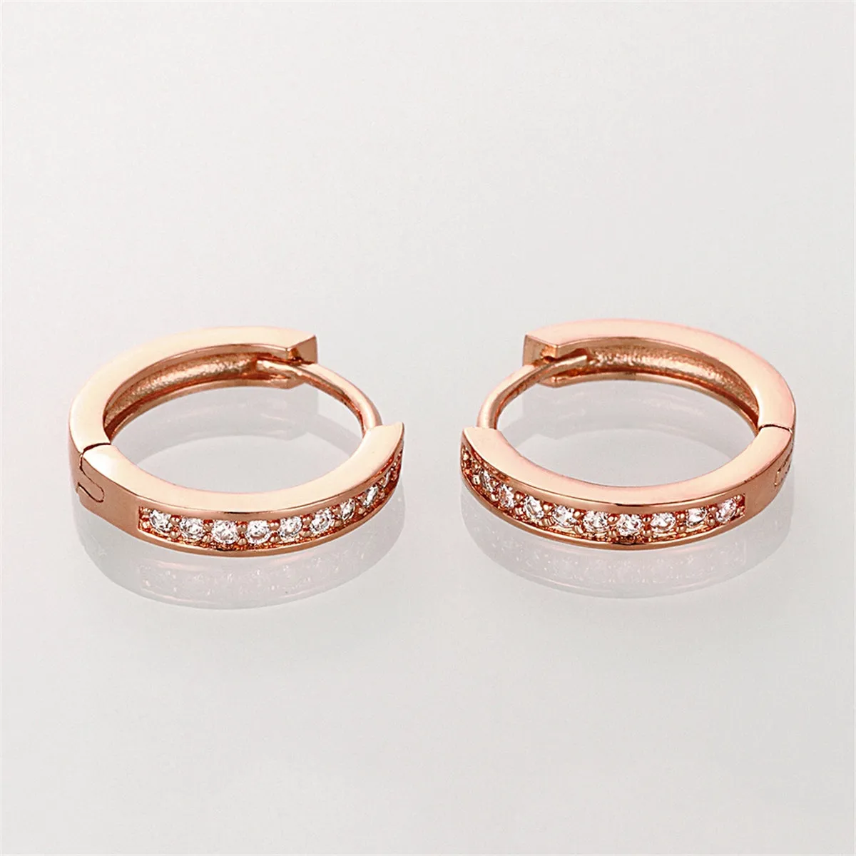 Cubic Zirconia & 18K Rose Gold-Plated Hoop Earrings