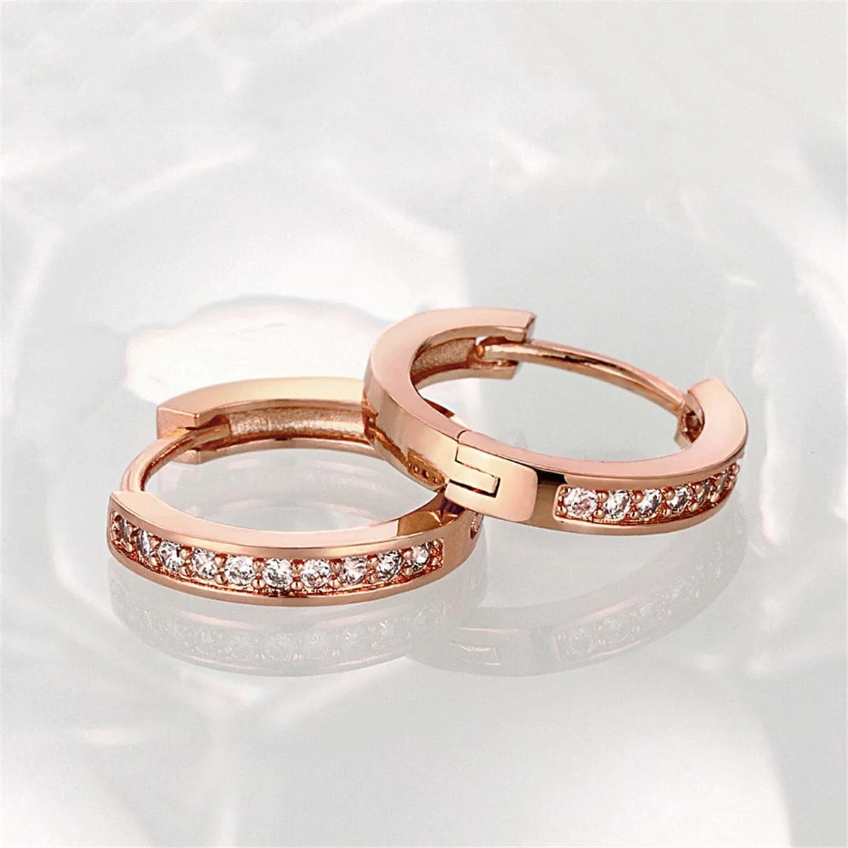 Cubic Zirconia & 18K Rose Gold-Plated Hoop Earrings