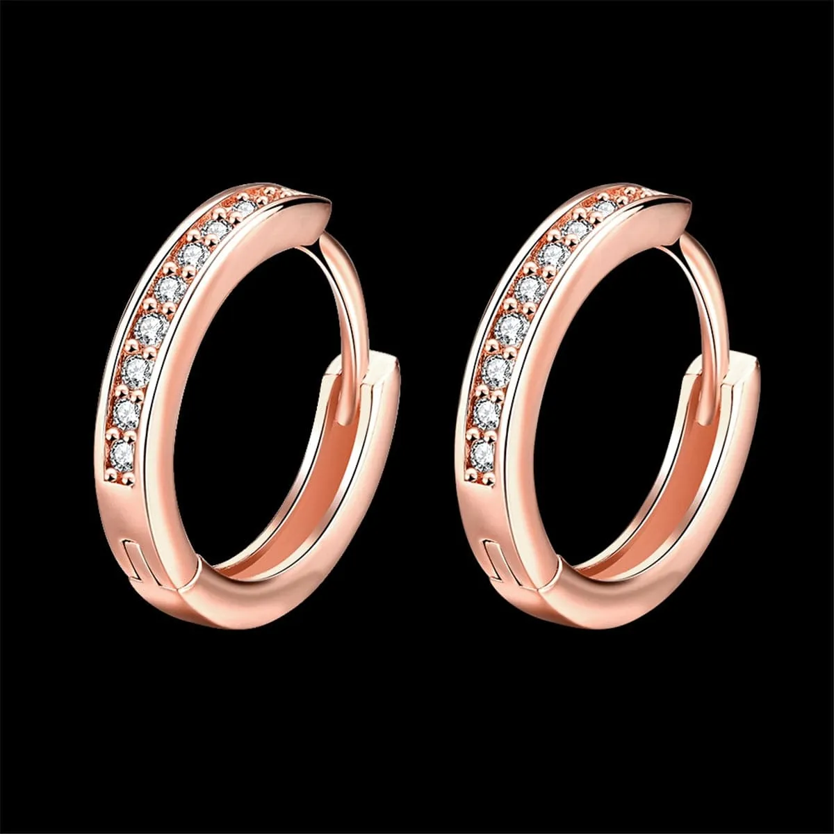 Cubic Zirconia & 18K Rose Gold-Plated Hoop Earrings