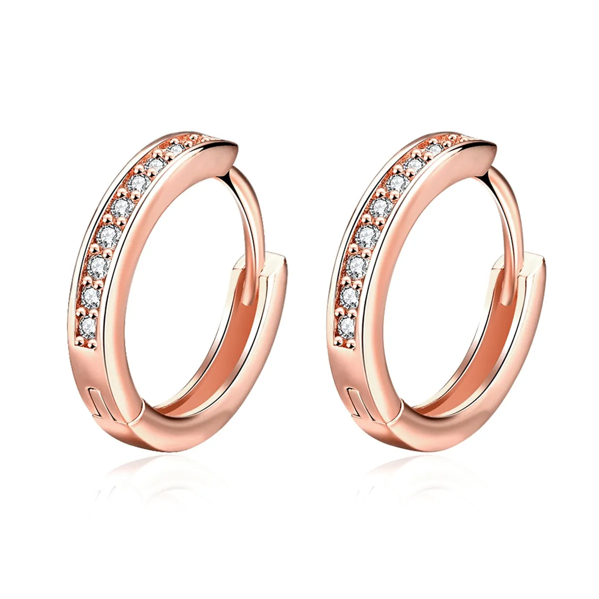Cubic Zirconia & 18K Rose Gold-Plated Hoop Earrings