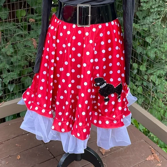 Curtain Call poodle skirt red polka dot with bonus belt