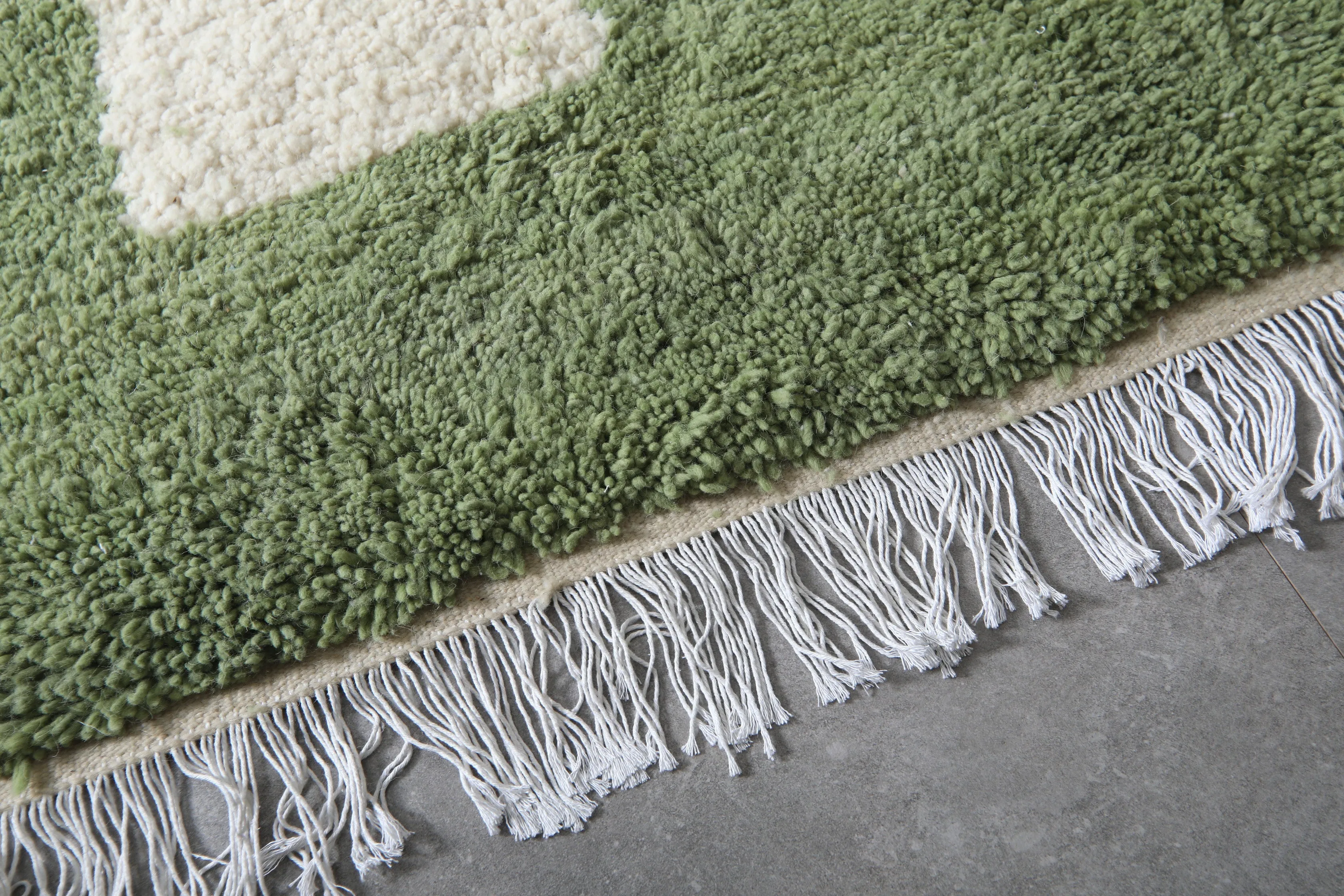 Custom Green Berber rug - Handmade Beniourain rug - Wool rug