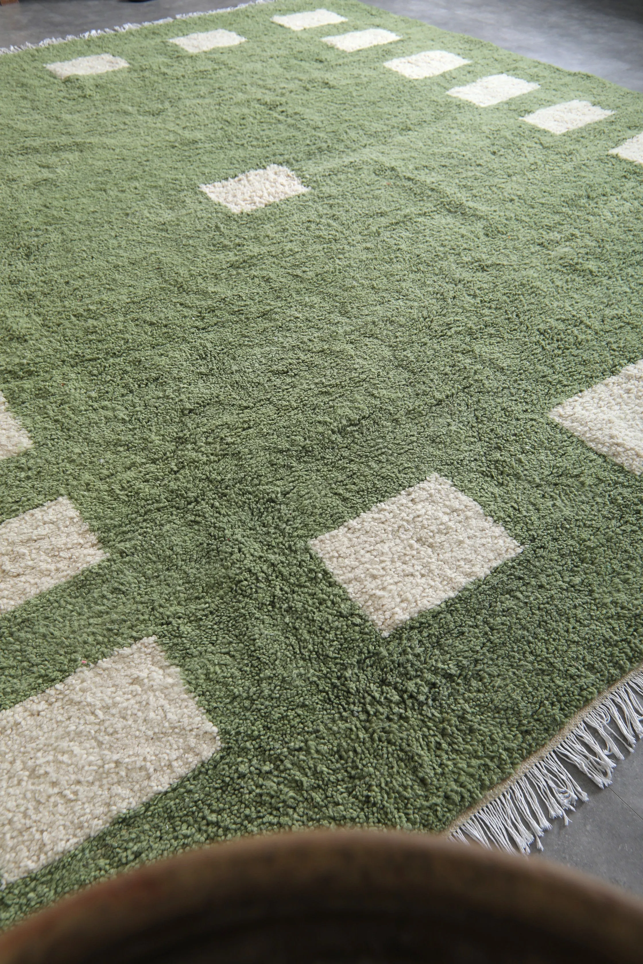 Custom Green Berber rug - Handmade Beniourain rug - Wool rug