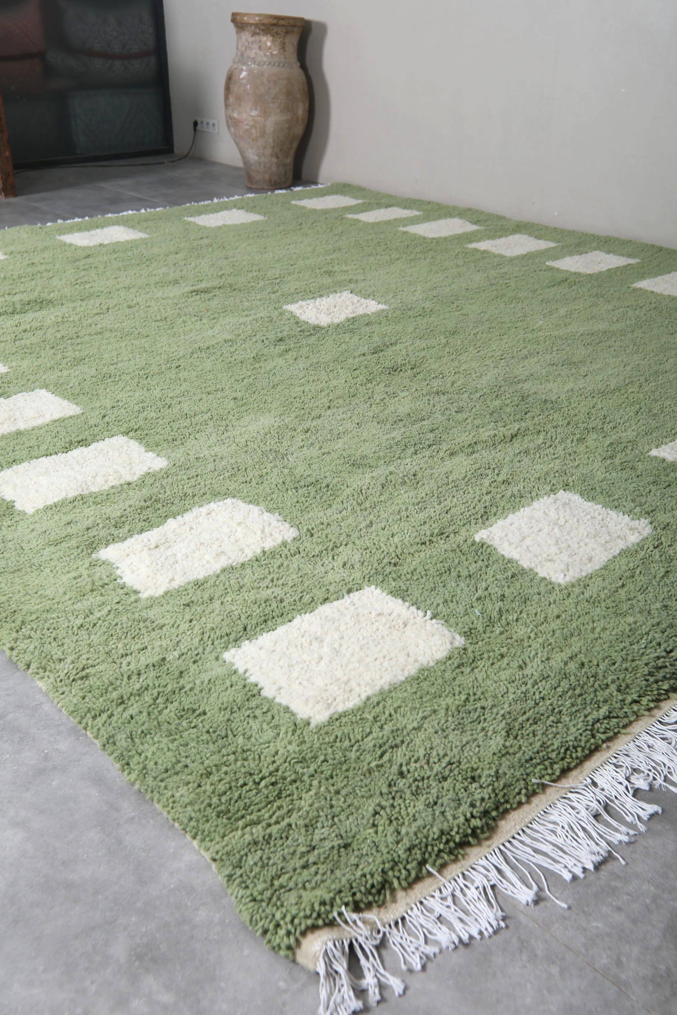Custom Green Berber rug - Handmade Beniourain rug - Wool rug