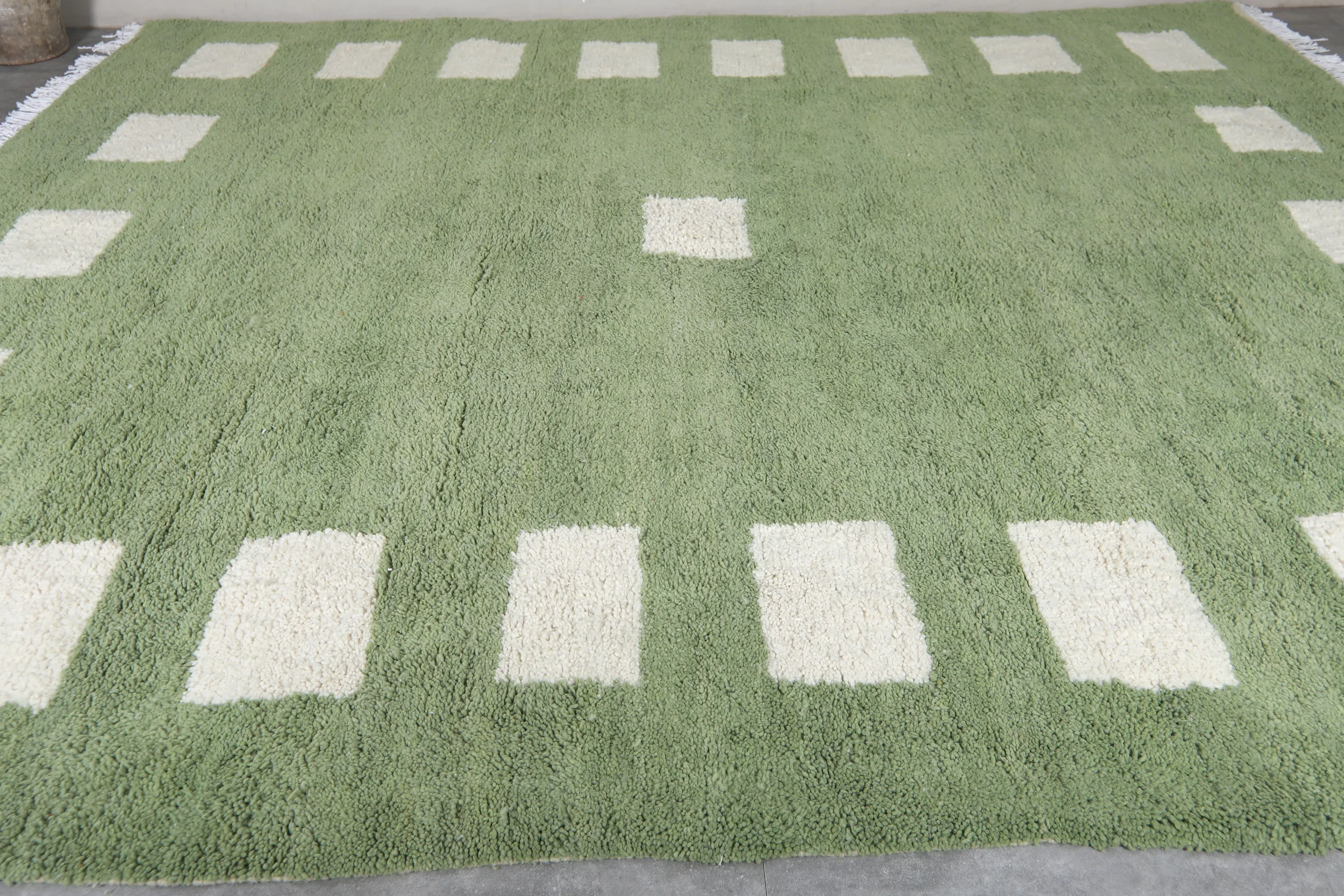 Custom Green Berber rug - Handmade Beniourain rug - Wool rug