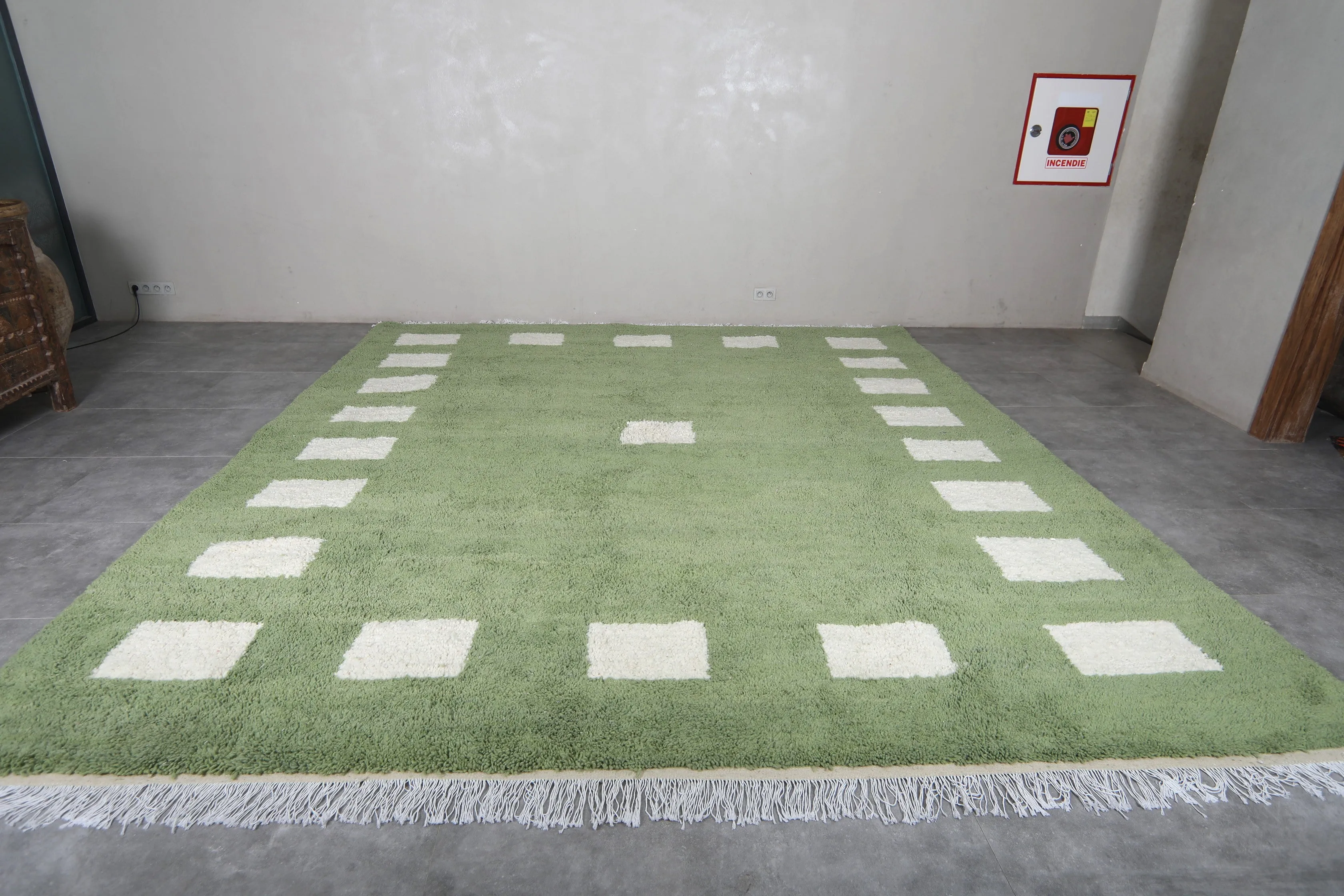 Custom Green Berber rug - Handmade Beniourain rug - Wool rug