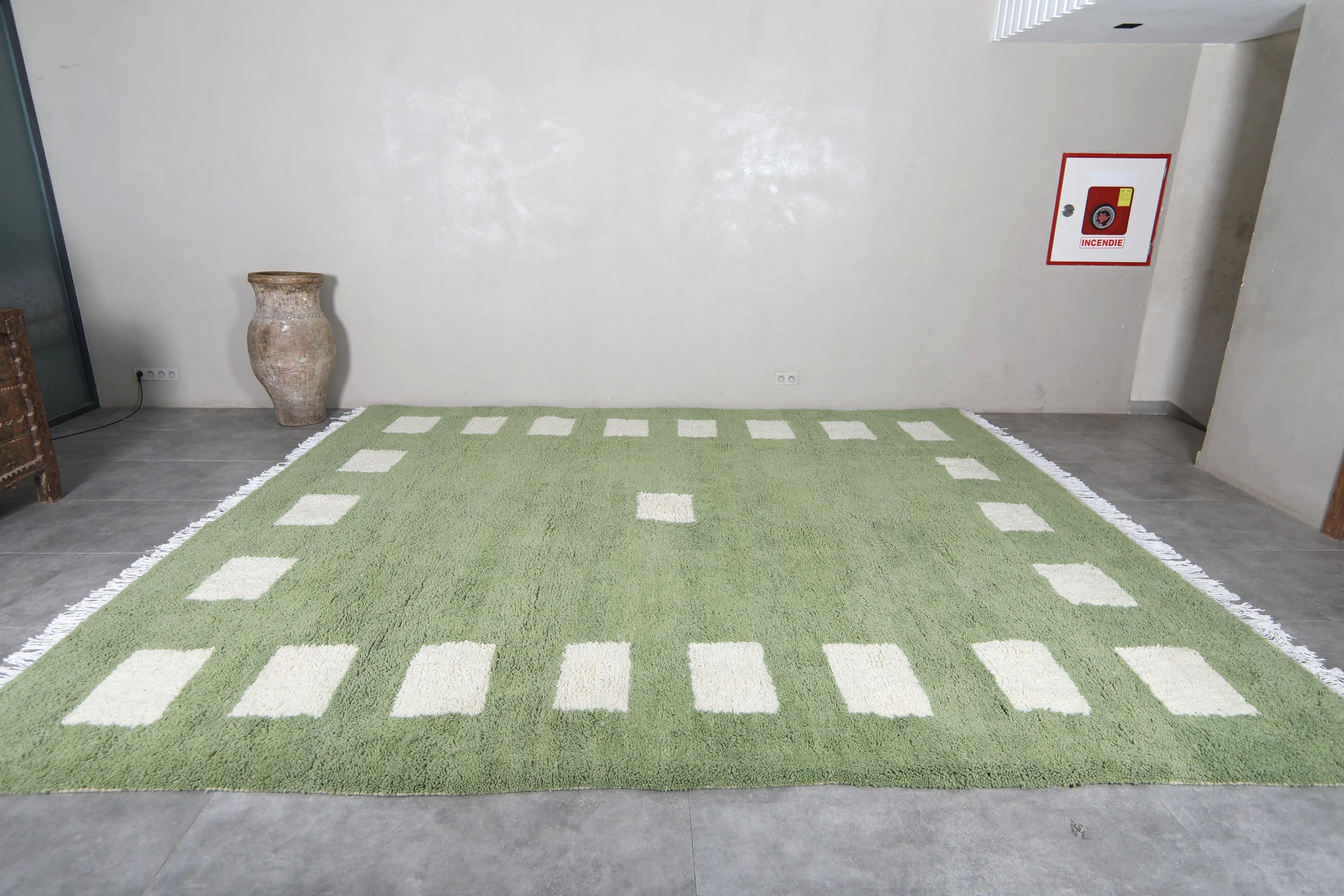 Custom Green Berber rug - Handmade Beniourain rug - Wool rug