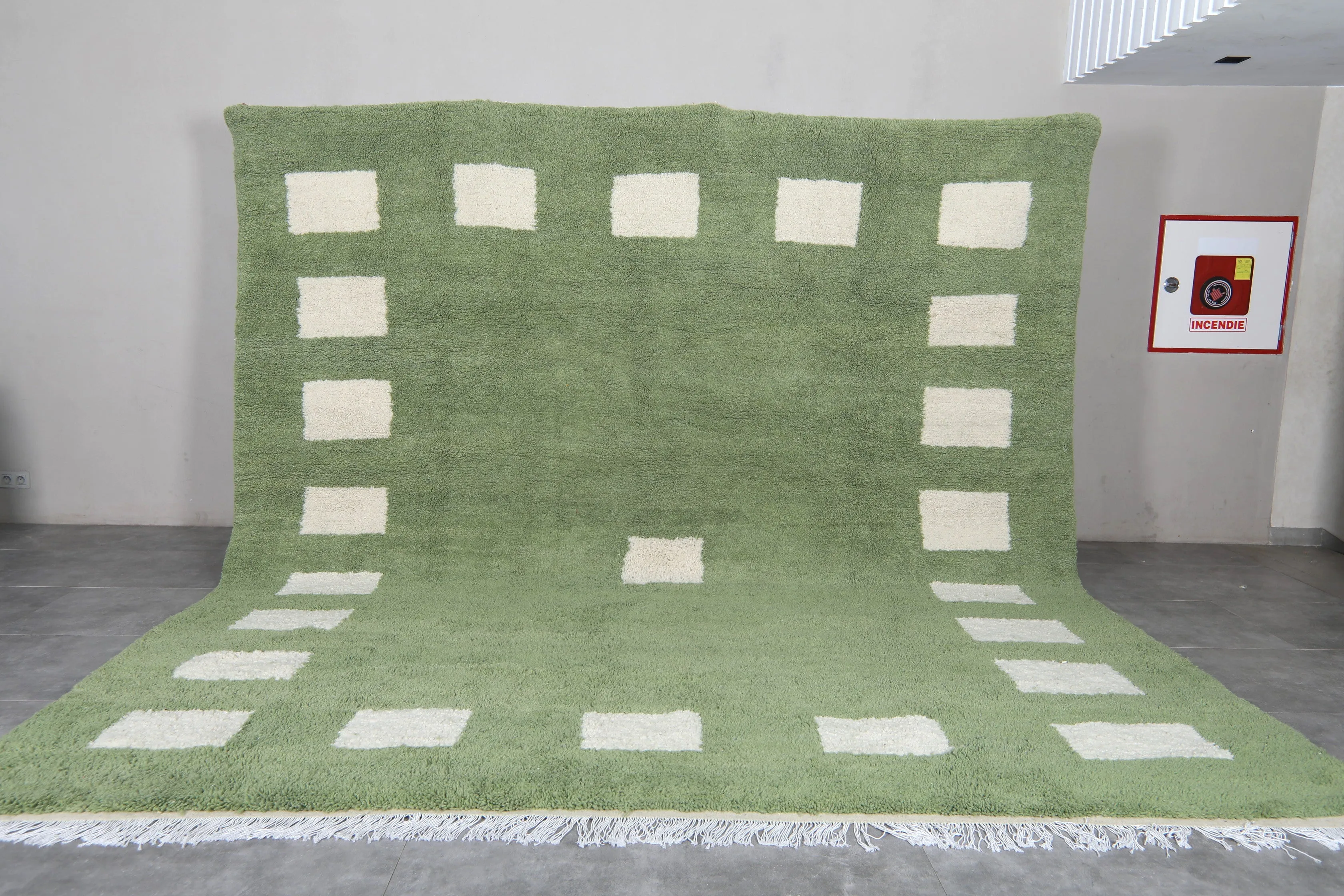 Custom Green Berber rug - Handmade Beniourain rug - Wool rug