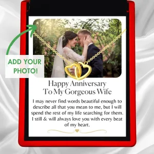 Custom Wedding Anniversary Photo Card - Interlocking Gold Vermeil Hearts Necklace - Anniversary4