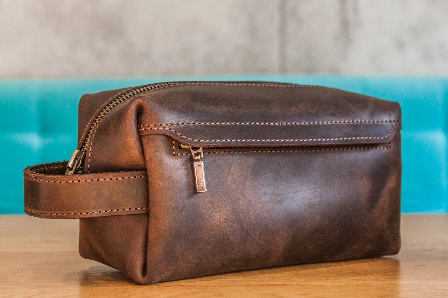 Customisable Handmade Genuine Leather Toiletry Bag