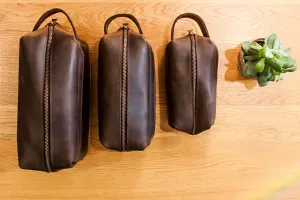 Customisable Handmade Genuine Leather Toiletry Bag