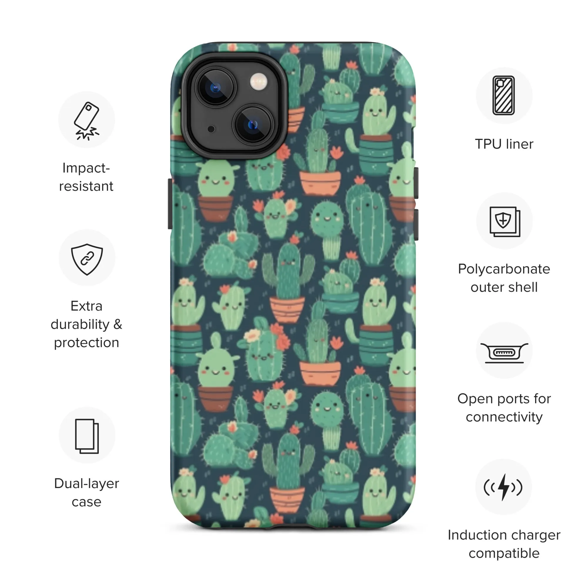 Cute Cactus Cartoon Tough Case for iPhone® C0004
