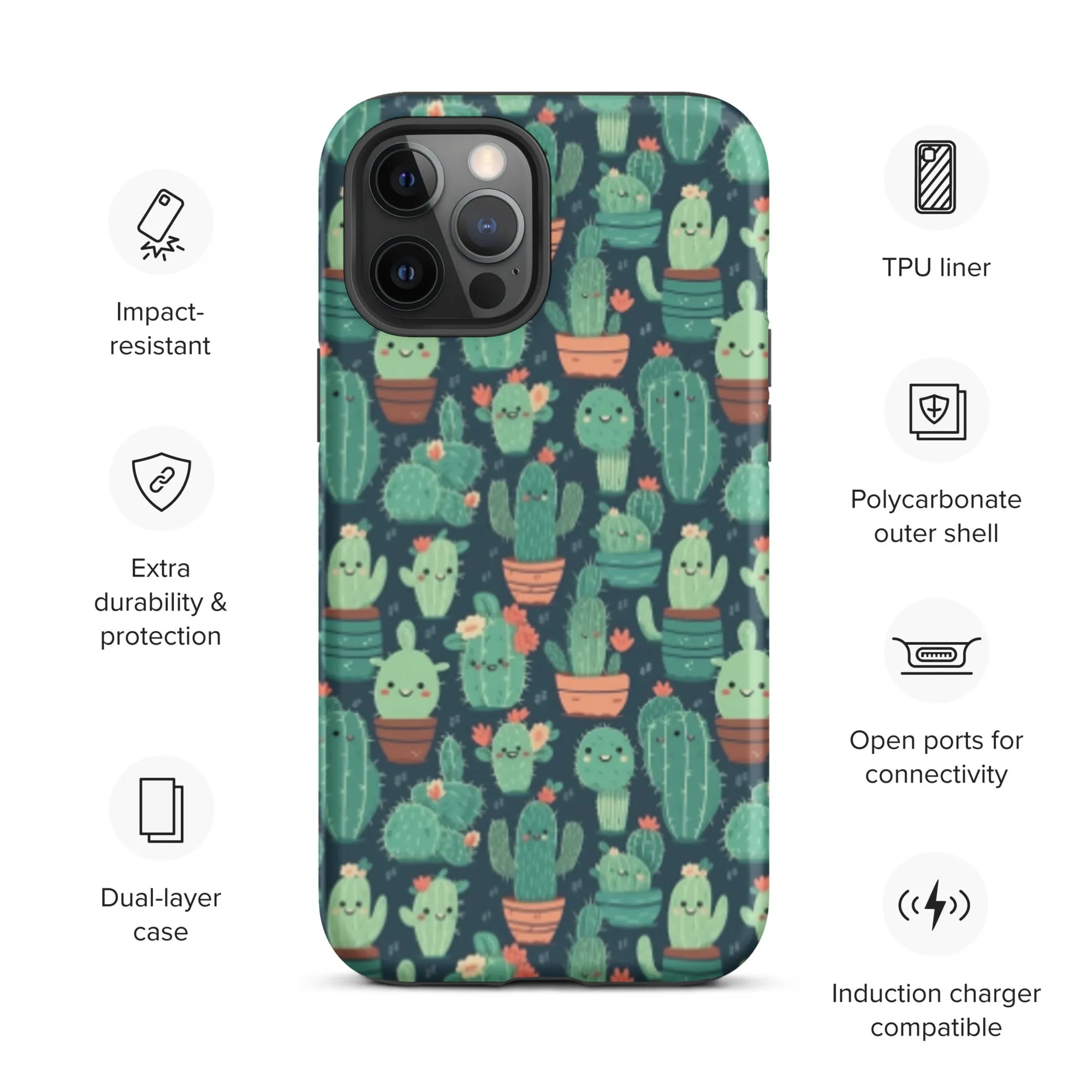 Cute Cactus Cartoon Tough Case for iPhone® C0004