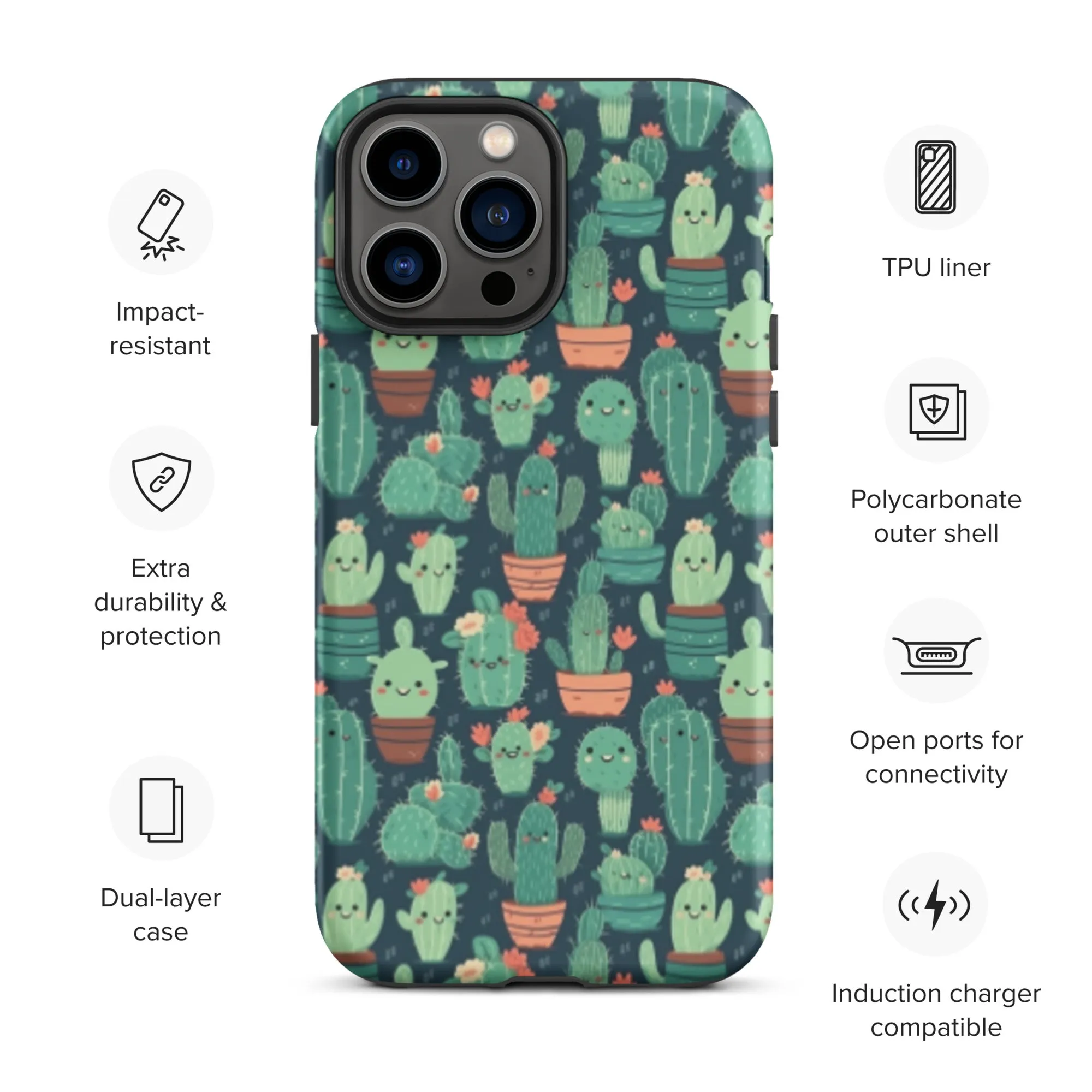 Cute Cactus Cartoon Tough Case for iPhone® C0004