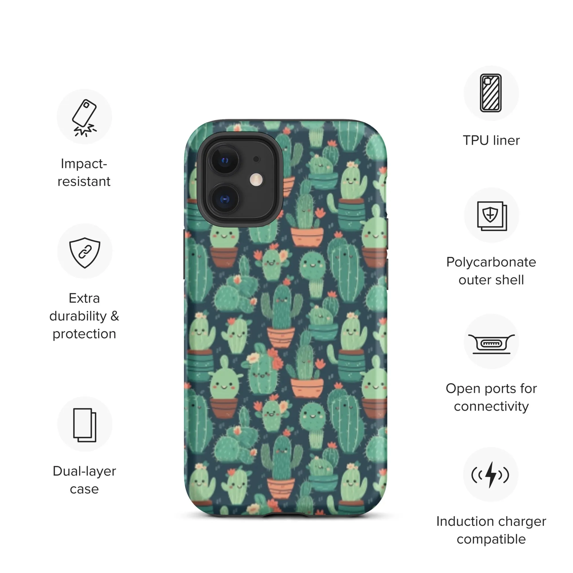 Cute Cactus Cartoon Tough Case for iPhone® C0004