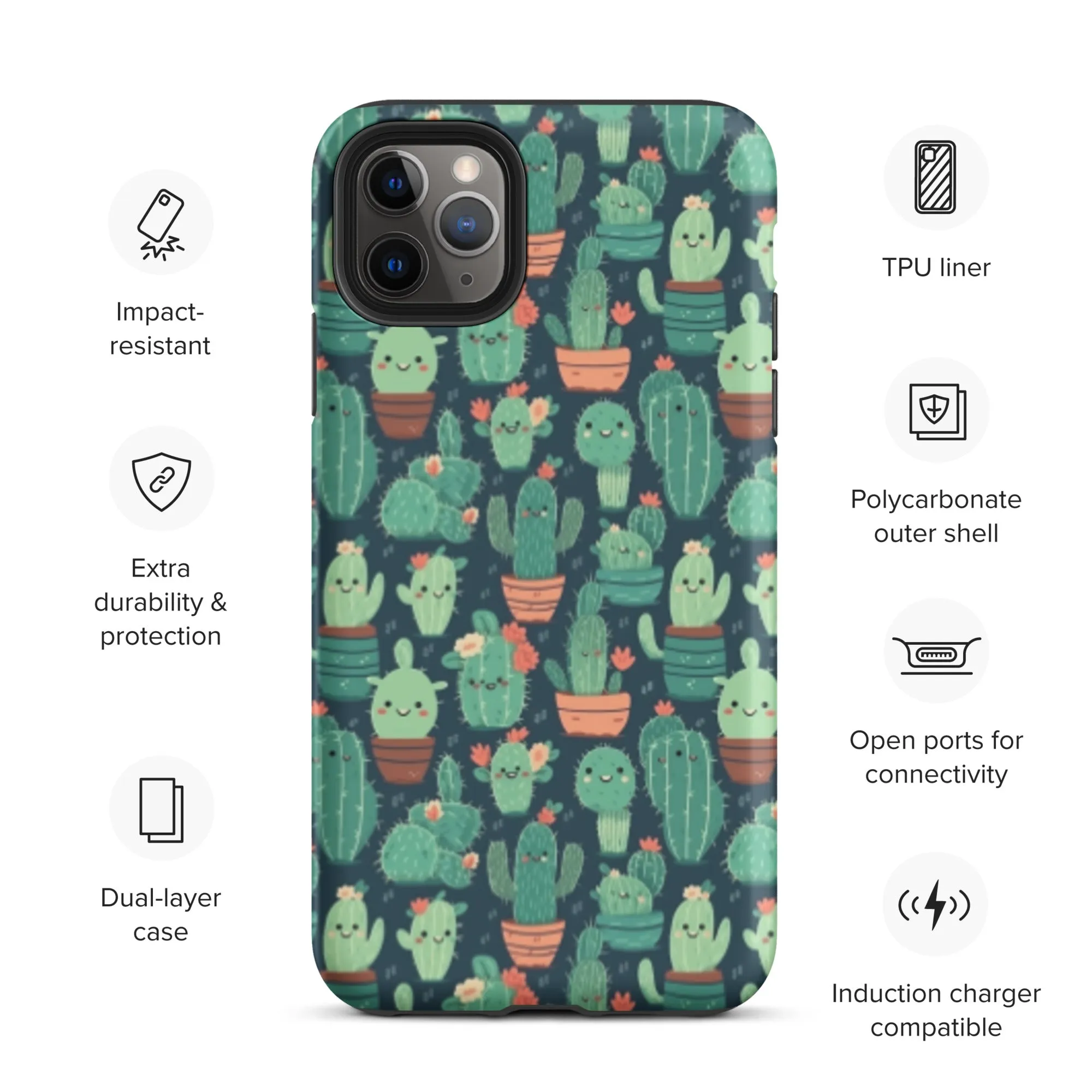 Cute Cactus Cartoon Tough Case for iPhone® C0004