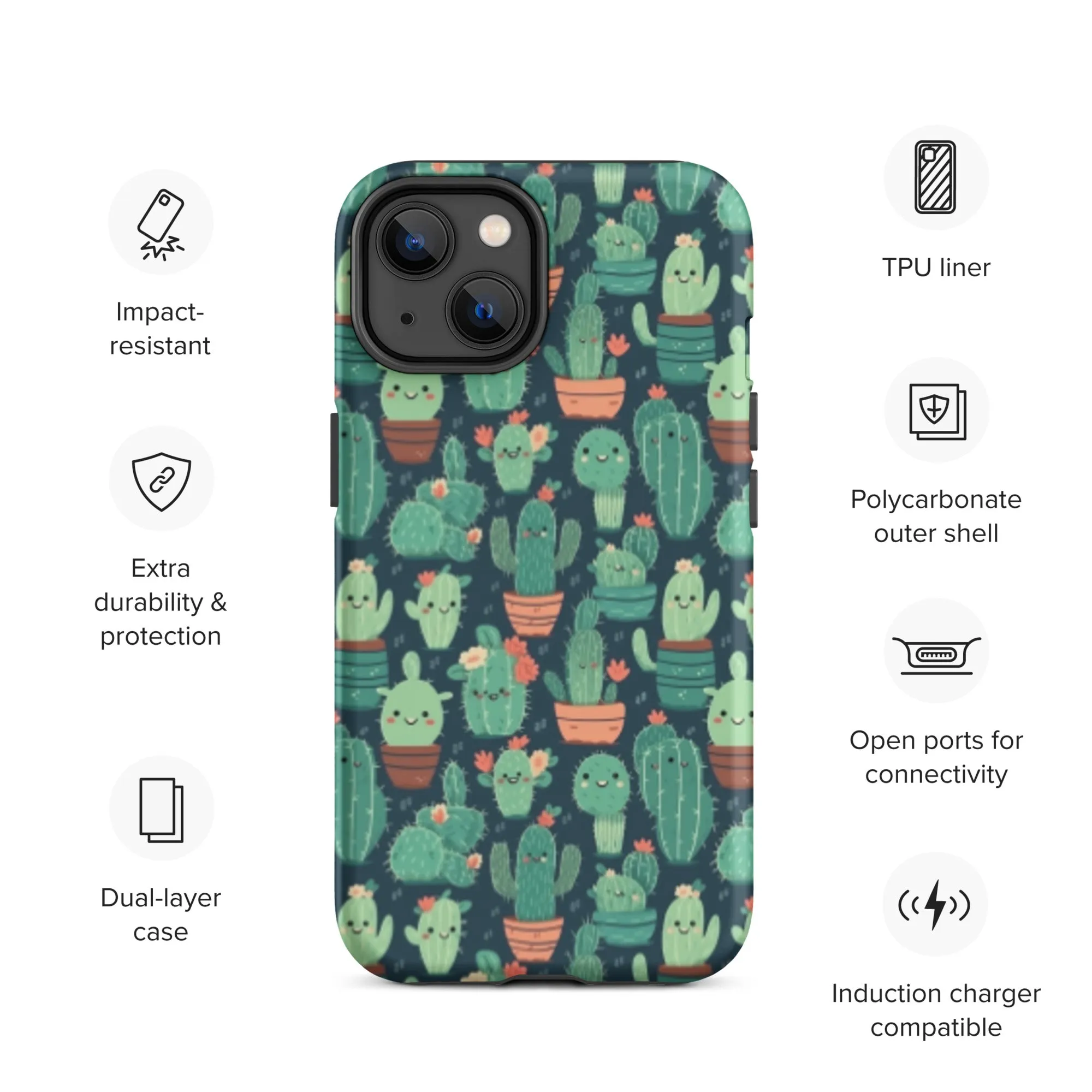 Cute Cactus Cartoon Tough Case for iPhone® C0004