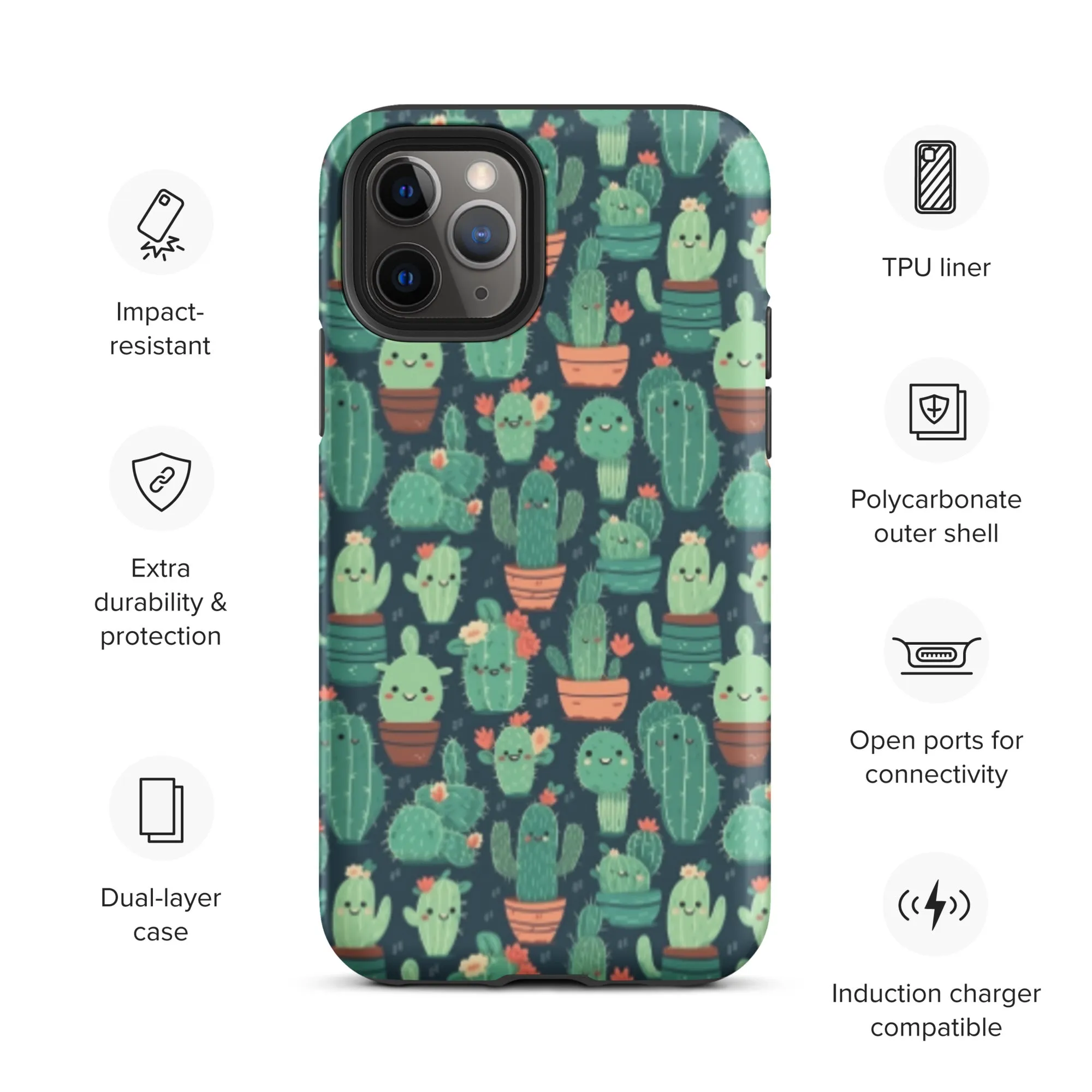 Cute Cactus Cartoon Tough Case for iPhone® C0004