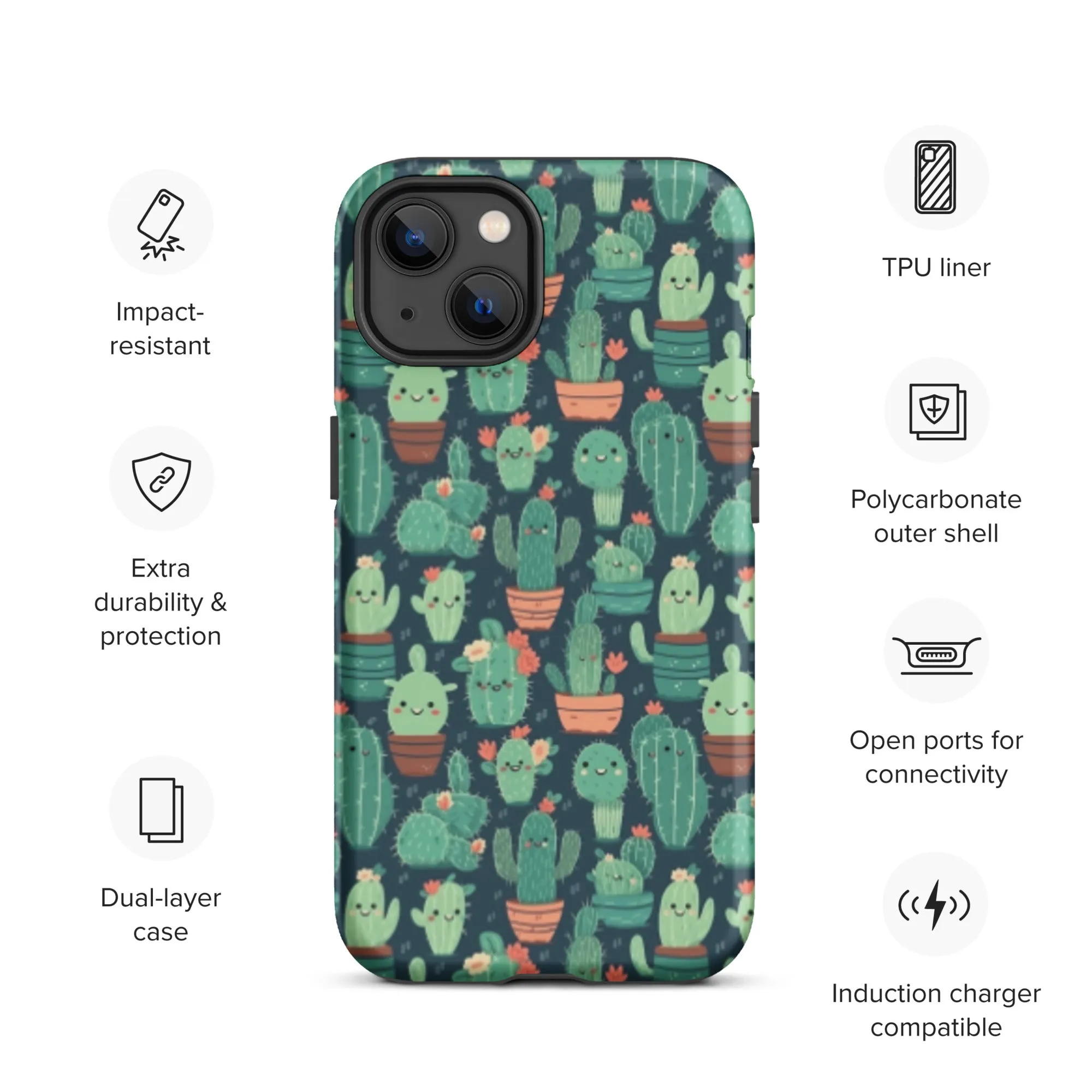 Cute Cactus Cartoon Tough Case for iPhone® C0004