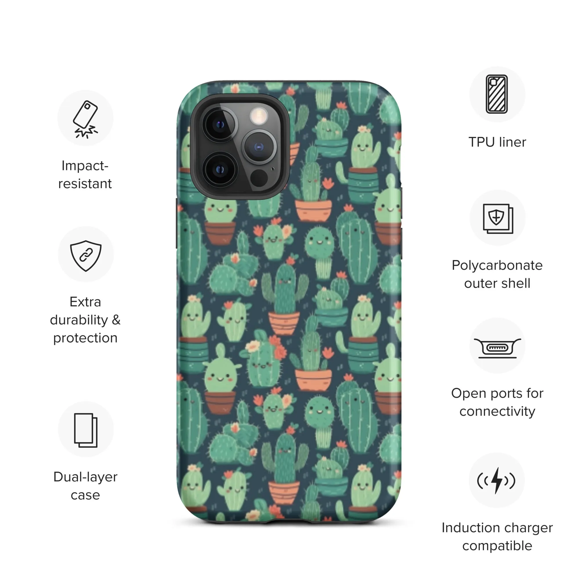 Cute Cactus Cartoon Tough Case for iPhone® C0004
