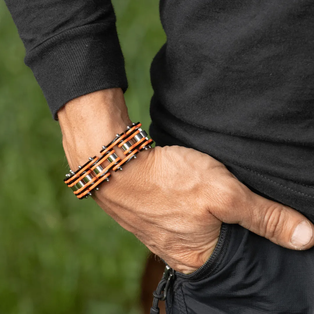 Cycolinks Punk Orange Mens Bike Chain Bracelet