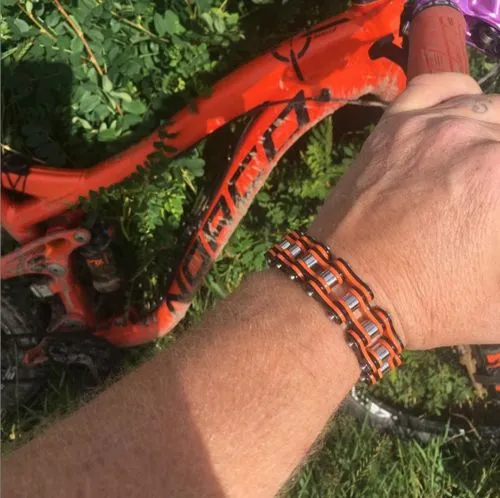 Cycolinks Punk Orange Mens Bike Chain Bracelet