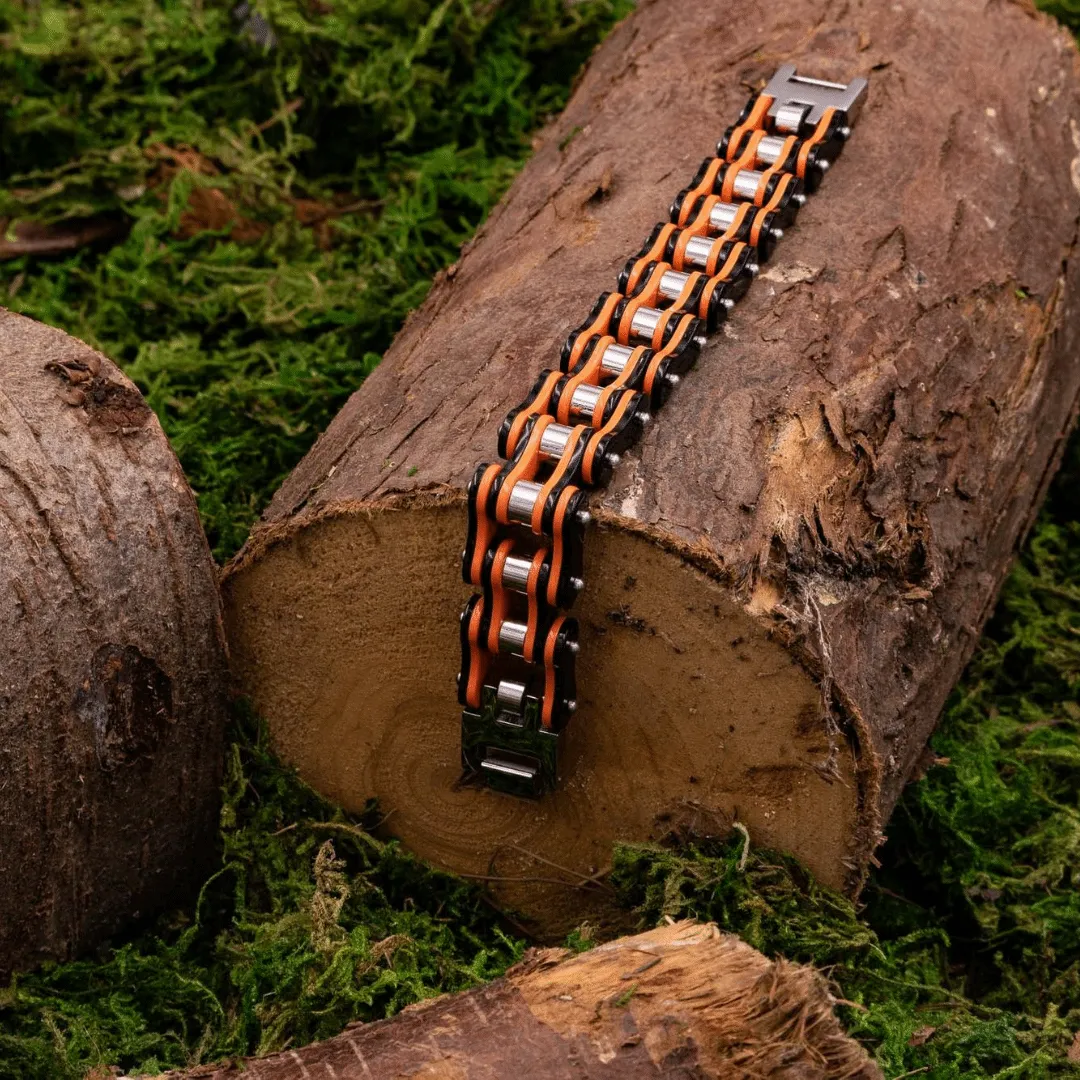 Cycolinks Punk Orange Mens Bike Chain Bracelet