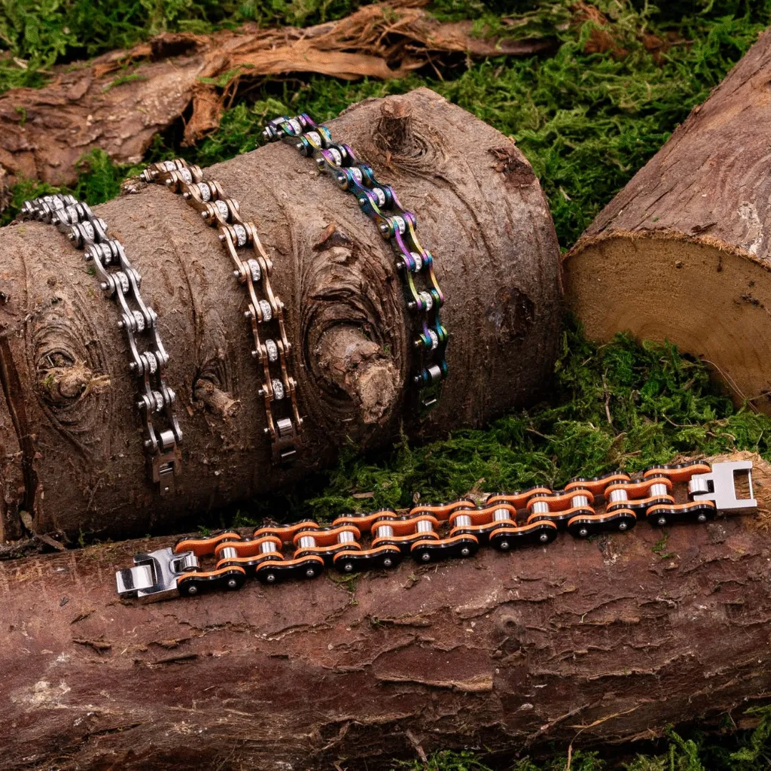 Cycolinks Punk Orange Mens Bike Chain Bracelet