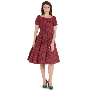 Darlene Retro Highland Red Tartan Circle Dress