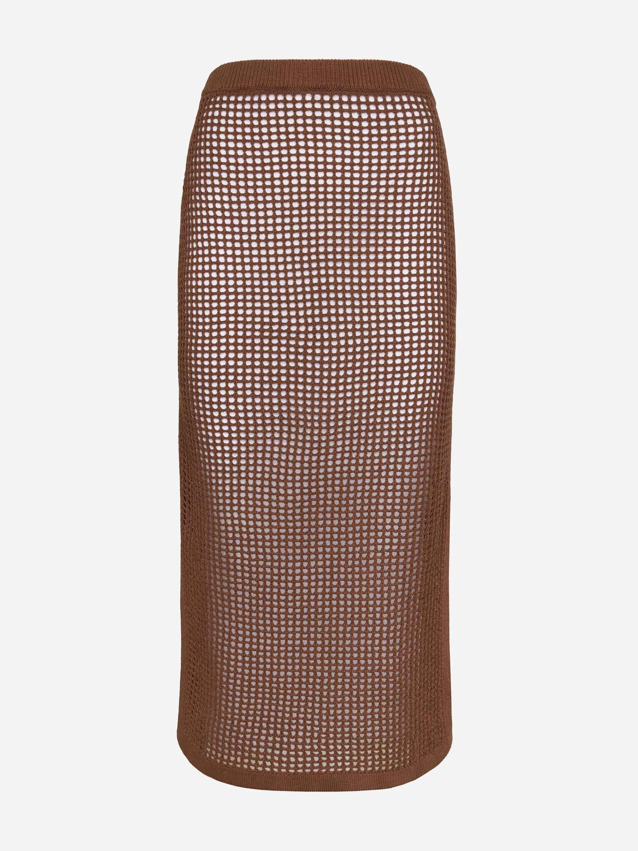 Darline brown crochet midi skirt