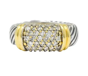 David Yurman Diamond 18 Karat Gold Sterling Silver Metro Ring