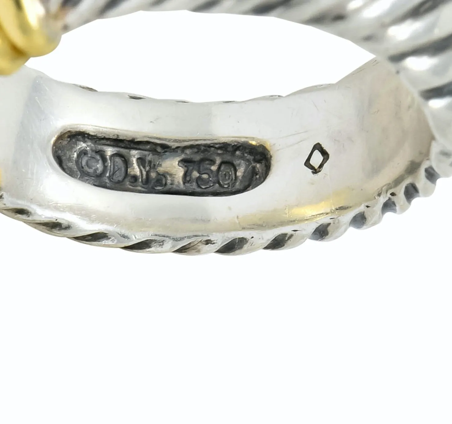 David Yurman Diamond 18 Karat Gold Sterling Silver Metro Ring