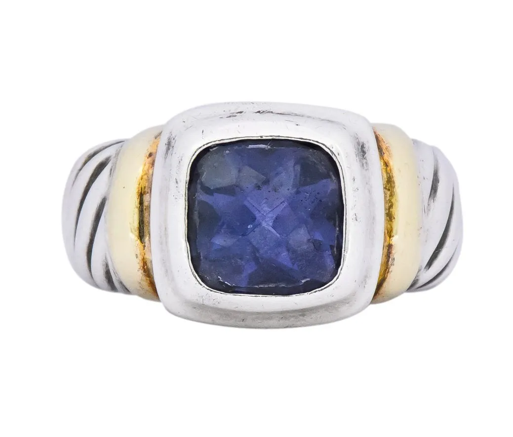 David Yurman Iolite Sterling Silver 14 Karat Gold Noblesse Ring
