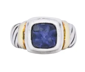 David Yurman Iolite Sterling Silver 14 Karat Gold Noblesse Ring