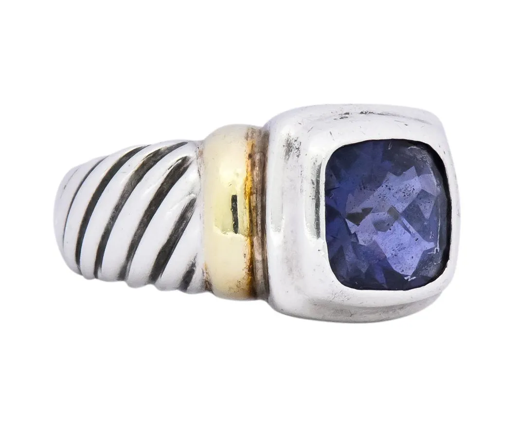 David Yurman Iolite Sterling Silver 14 Karat Gold Noblesse Ring