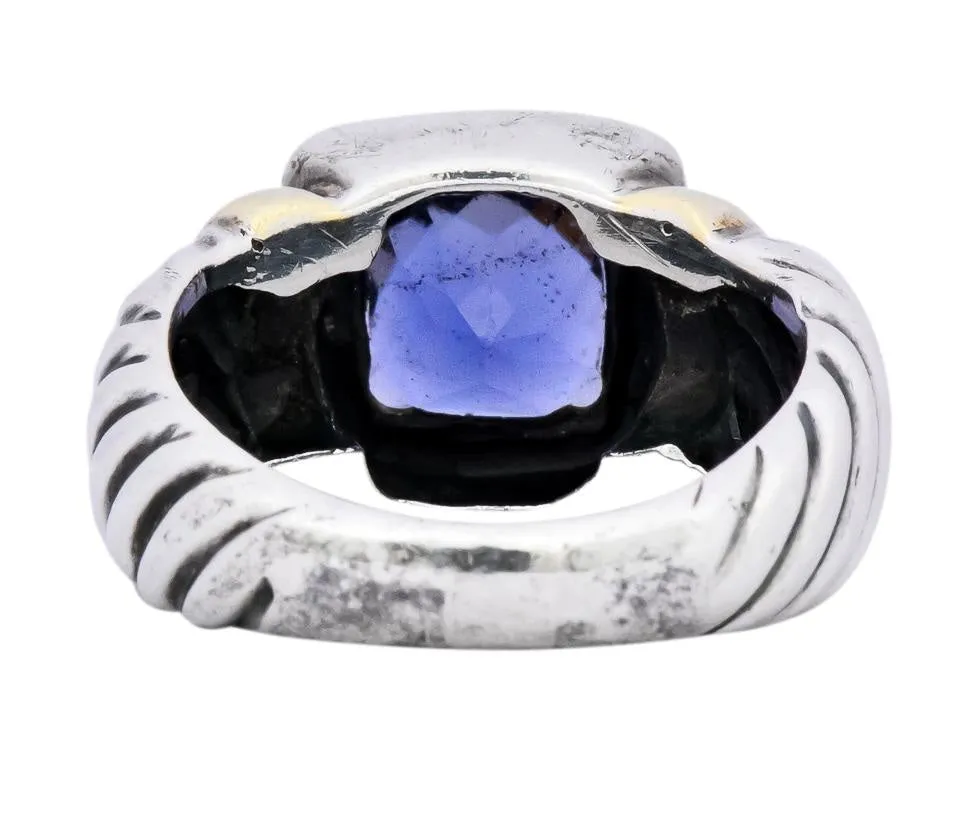 David Yurman Iolite Sterling Silver 14 Karat Gold Noblesse Ring