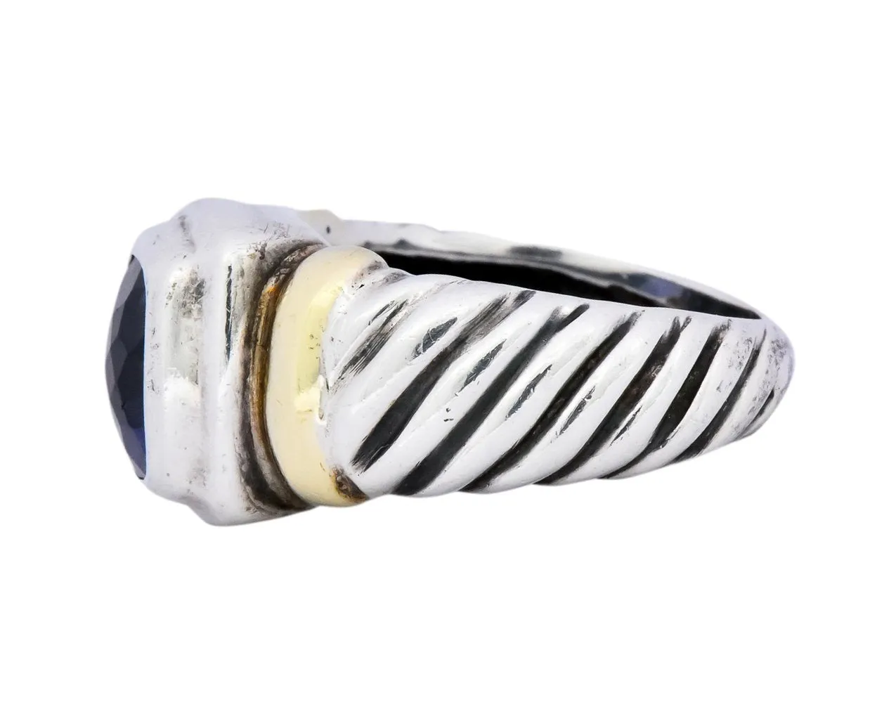 David Yurman Iolite Sterling Silver 14 Karat Gold Noblesse Ring