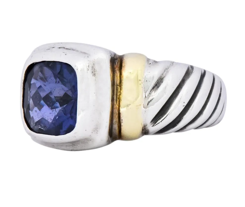 David Yurman Iolite Sterling Silver 14 Karat Gold Noblesse Ring