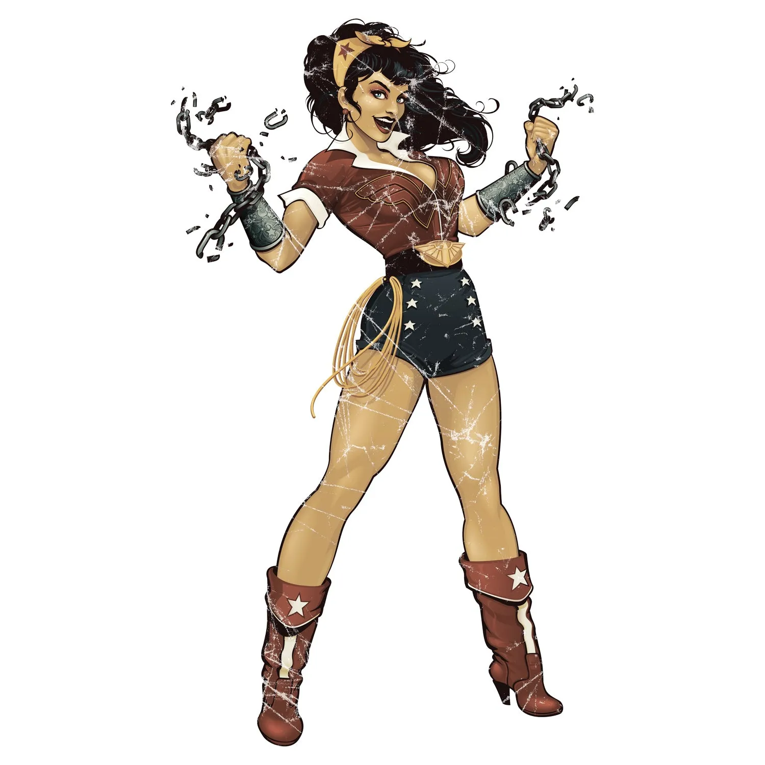 DC Comics Bombshells Wonder Woman Character Stance Official Women's T-shirt (White)