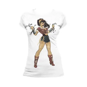 DC Comics Bombshells Wonder Woman Character Stance Official Women's T-shirt (White)