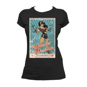 DC Comics Bombshells Wonder Woman Cover Unite Official Women's T-shirt (Black)