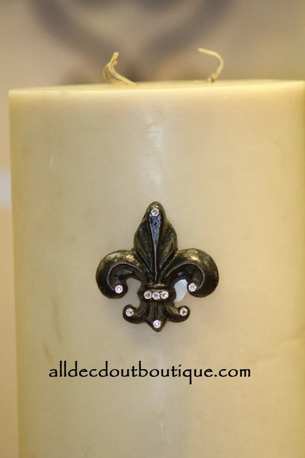 Decorative Candle Pin | Embellished Clear Crystals Small Fleur De Lis
