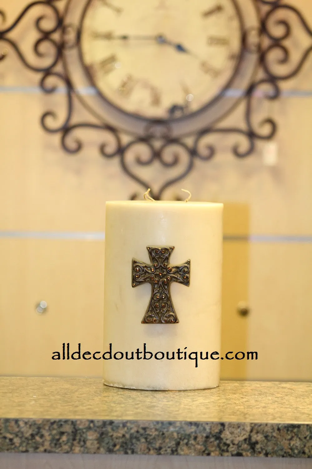 Decorative Candle Pin | Embellished Magma Crystals Medium Cross