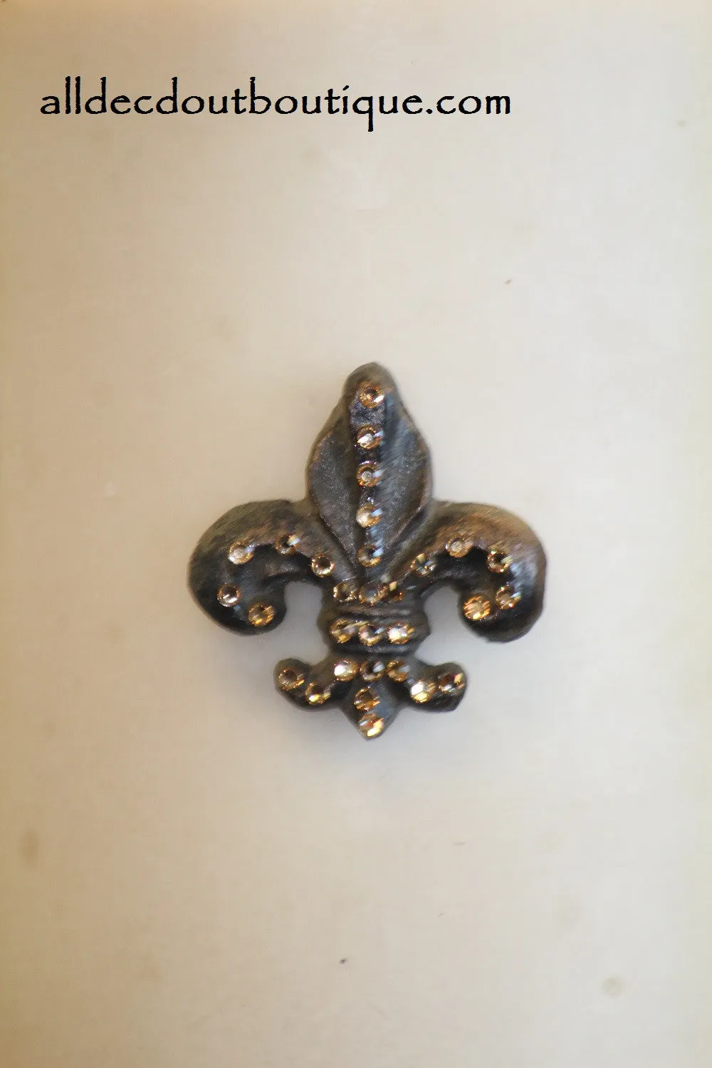 Decorative Candle Pin | Embellished Topaz Crystals Small Fleur De Lis