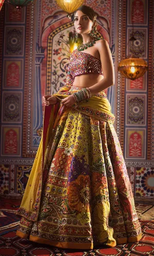 Designer Bridal Mehndi Luxury Lehnga Choli for Wedding #N7023