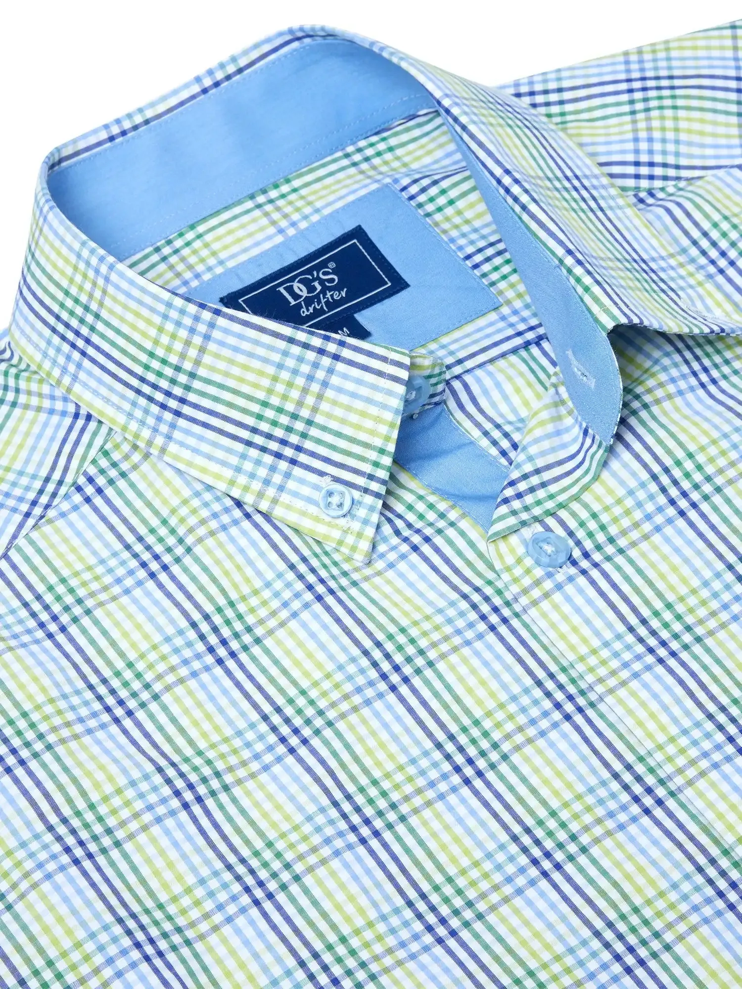 DG's Drifter Mens Short Sleeve Check Shirt 14607SS-32 Light Green