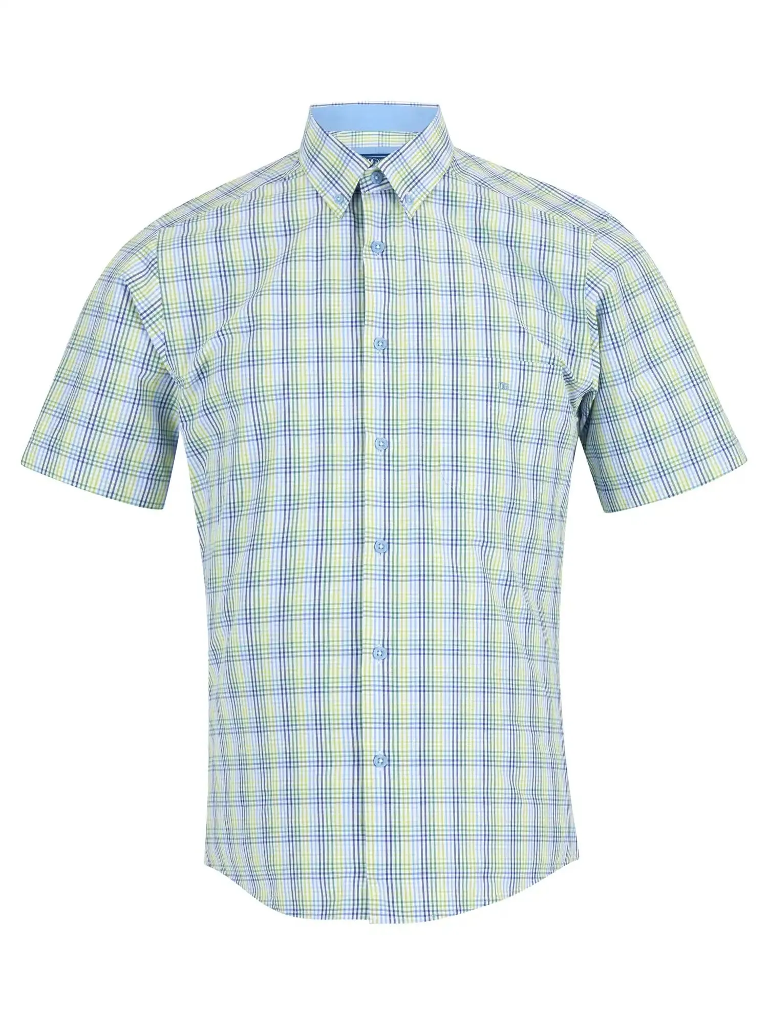 DG's Drifter Mens Short Sleeve Check Shirt 14607SS-32 Light Green