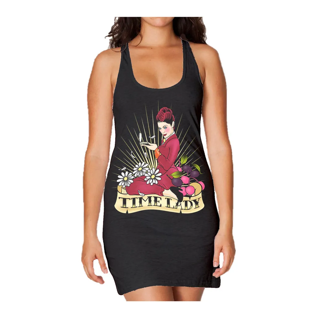 Doctor Who Rockabilly Missy Time Lady 01 Official Women's Long Tank Dress (Black)