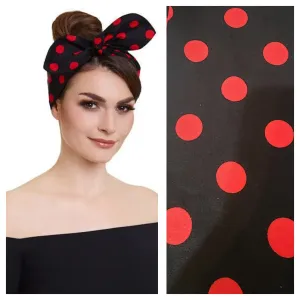 Dolly & Dotty Pinup and Rockabilly Headscarf in Black with Red Polka Dots