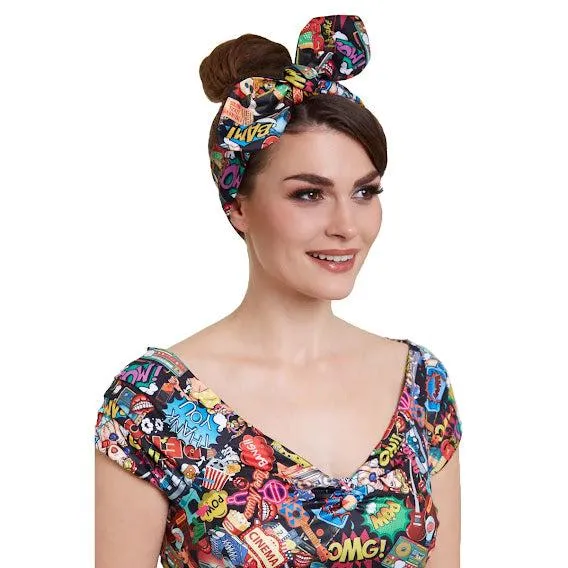 Dolly & Dotty Pinup and Rockabilly Headscarf in Comic Print